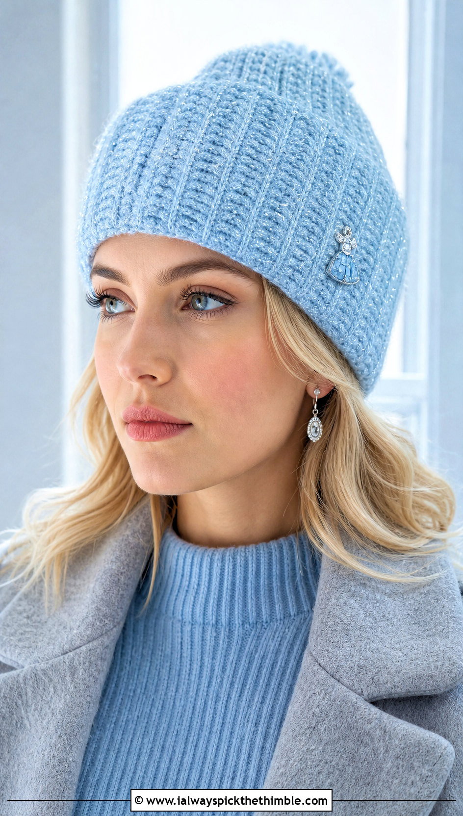 Cinderella Sparkle Ribbed Crochet Disney Beanie With Monochrome Layers - 20 Crochet Disney Beanie outfit ideas