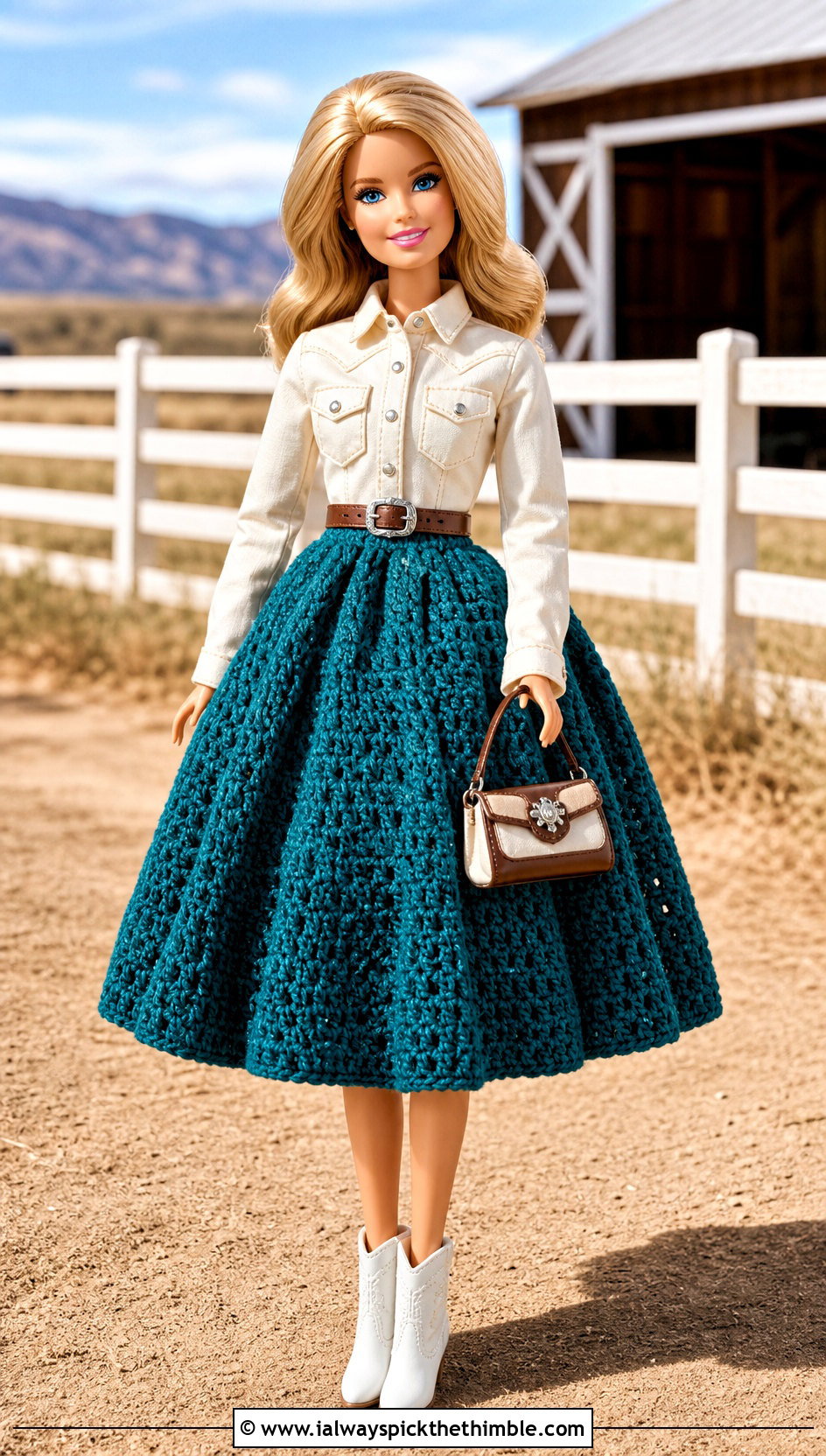 Circle Crochet Barbie Skirt With Western Shirt - 20 Crochet Barbie Skirt outfit ideas