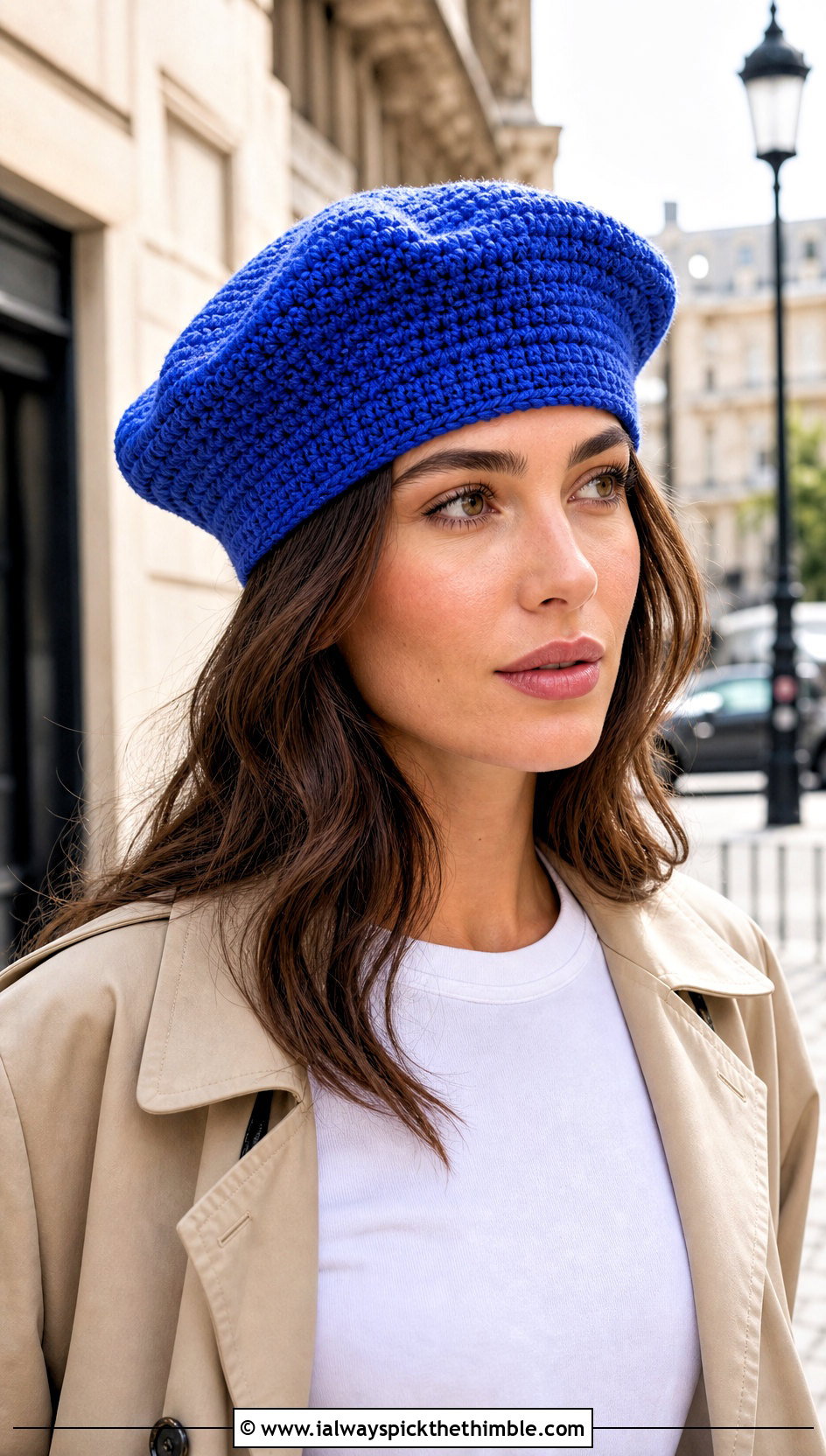 Classic Crochet Beret With Straight Leg Jeans - 15 Womens Crochet Beret outfit ideas