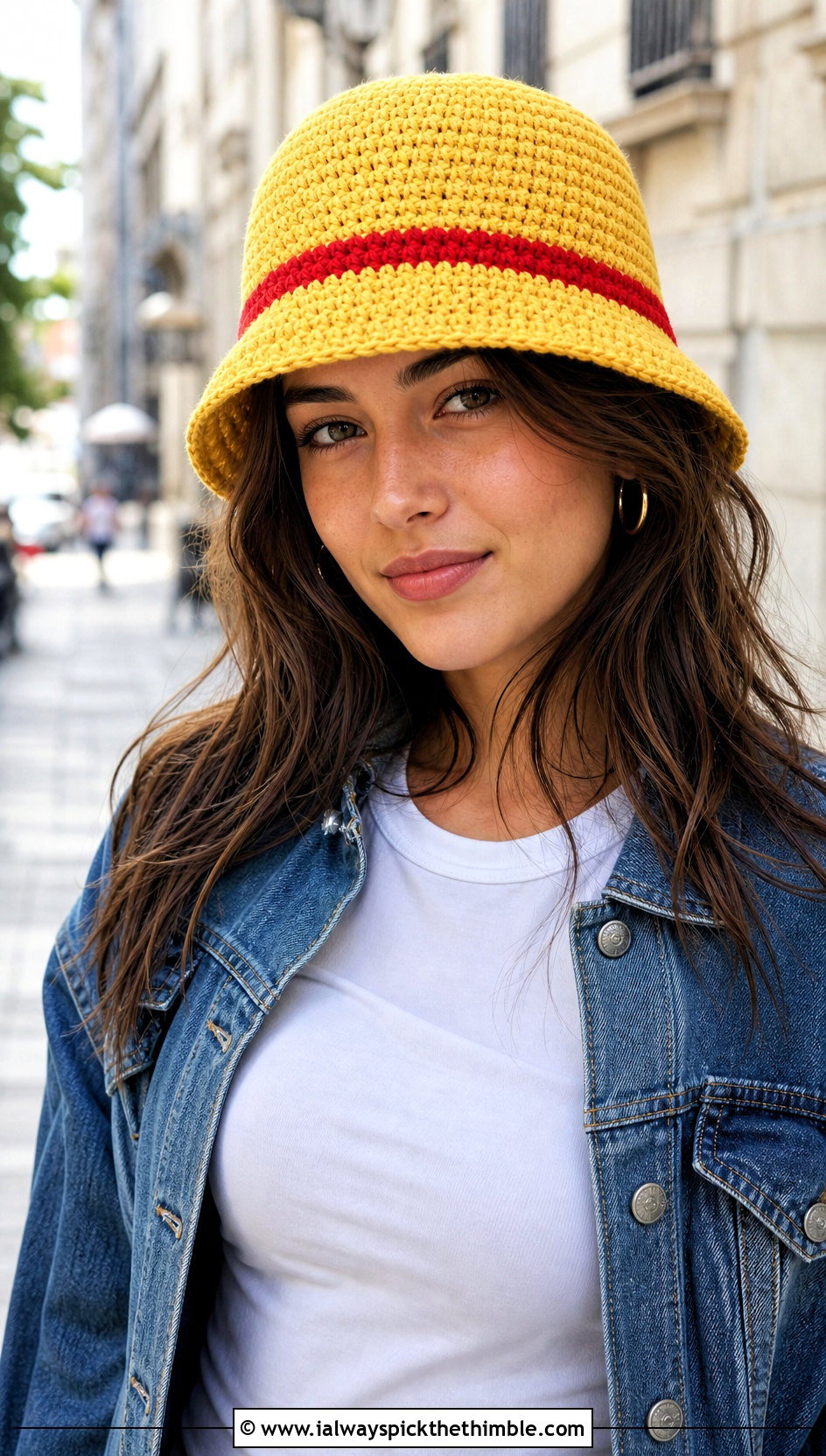 Classic Crochet Luffy Bucket Hat With Jeans - 25 crochet luffy hat outfit ideas
