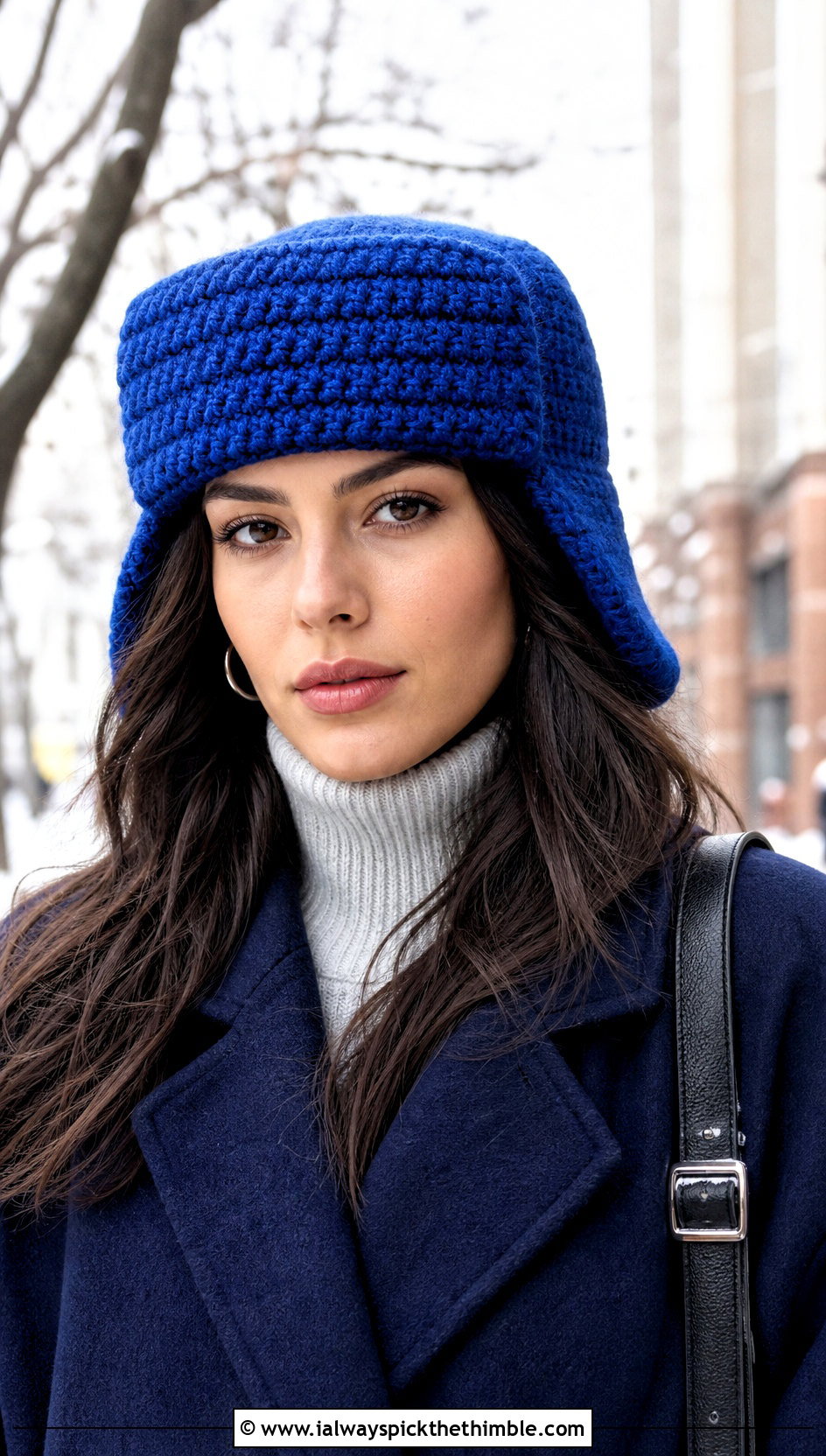 Classic Crochet Ushanka With Wool Coat - 25 crochet russian hat outfit ideas