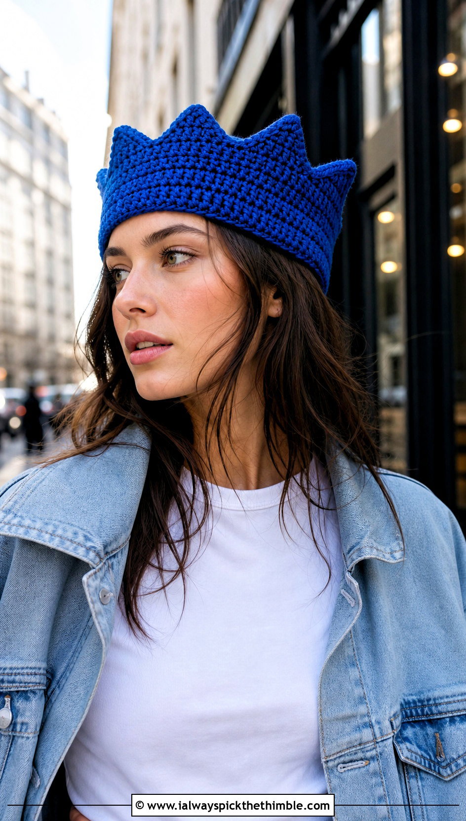 Classic Crown Point Crochet Jughead Beanie With Denim Jacket - 15 Crochet Jughead Beanie outfit ideas