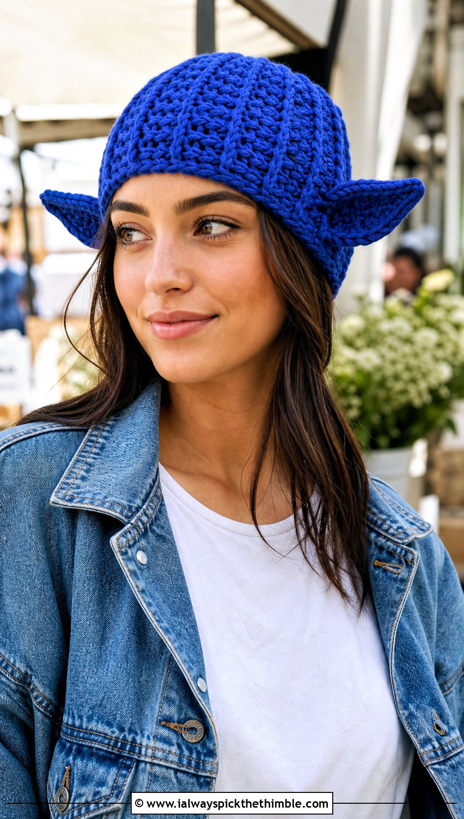 Classic Dobby Crochet Beanie With Denim Jacket And Jeans - 20 dobby crochet hat outfit ideas