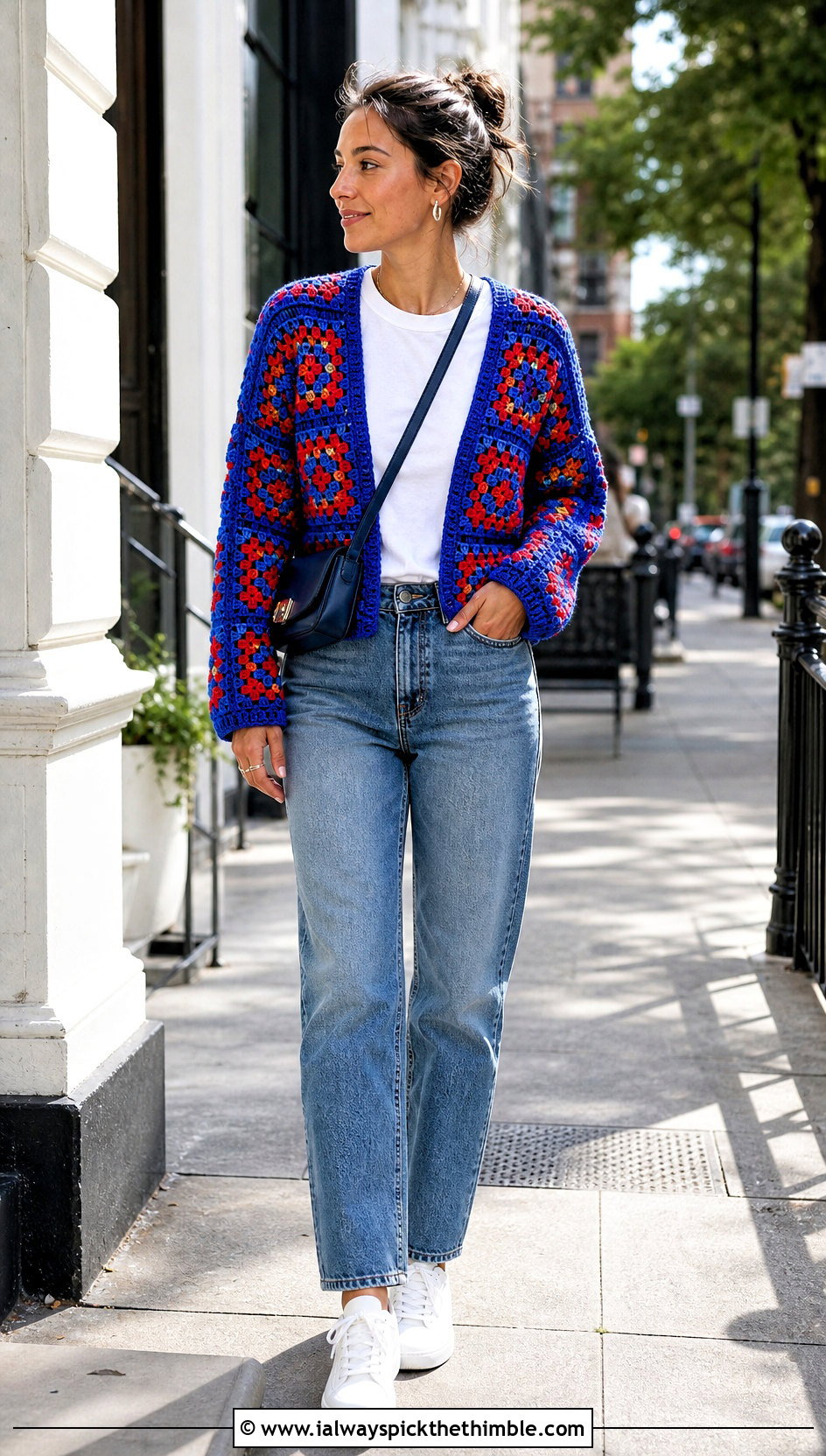 Classic Granny Square Cardigan With Straight Leg Jeans - 20 Crochet Cardigan From Square outfit ideas