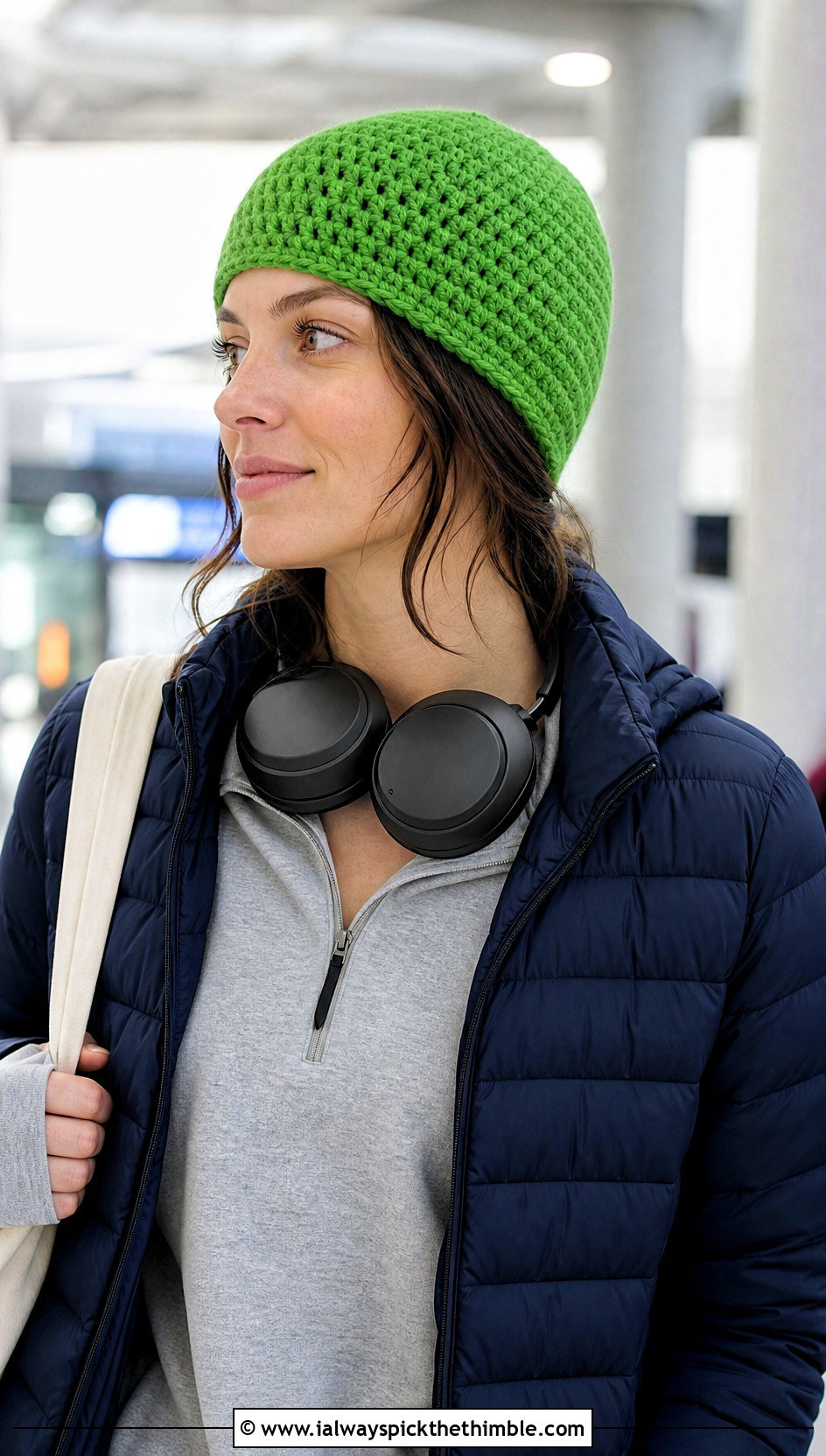 Classic Magic Circle Crochet Beanie With Airport Outfit - 20 Crochet Beanie Magic Circle outfit ideas