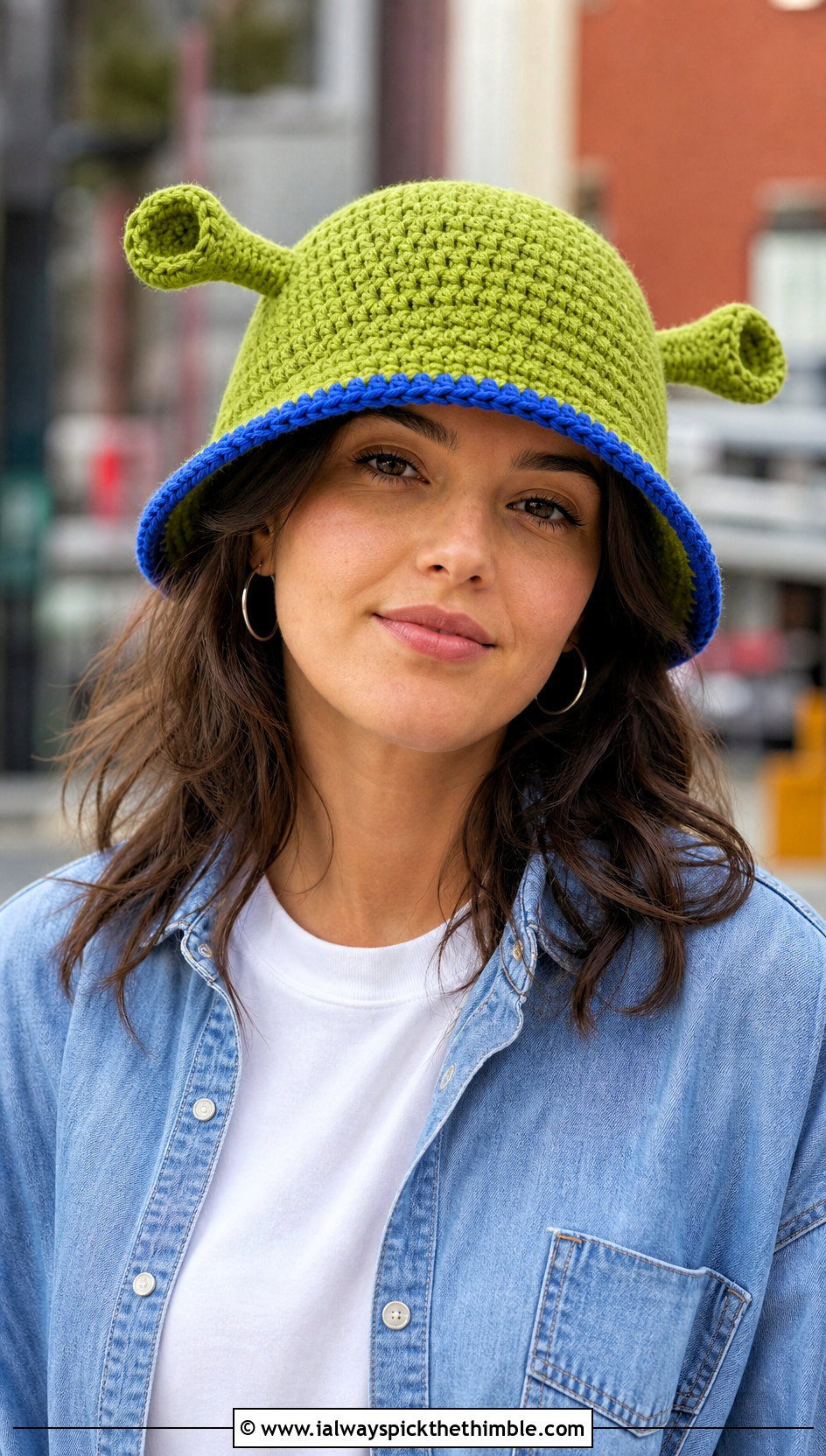 Classic Shrek Crochet Bucket Hat With Jeans - 20 shrek crochet bucket hat outfit ideas