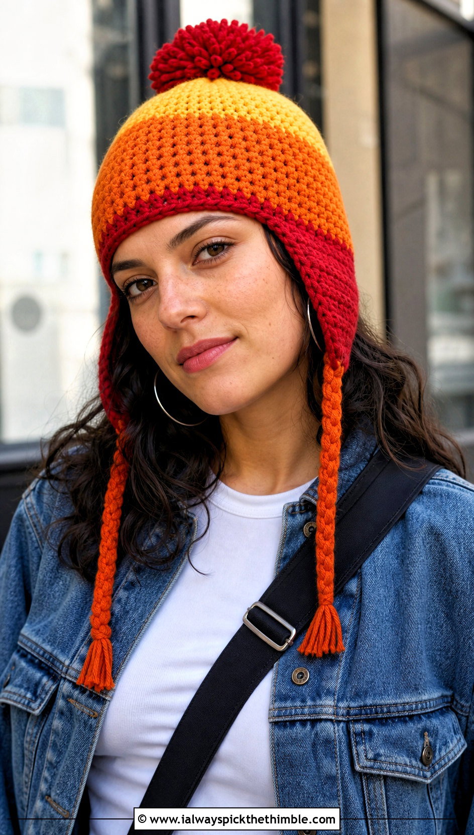Classic Striped Crochet Firefly Jayne Hat With Denim Jacket - 15 Crochet Firefly Jayne Hat outfit ideas