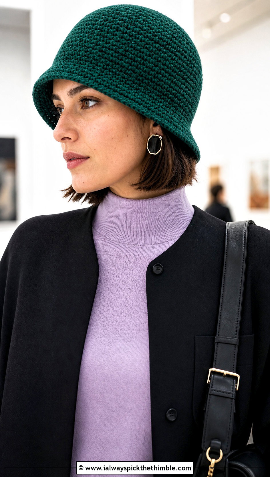 Cloche Bonnet With Pleated Midi Skirt - 25 crochet bonnets outfit ideas