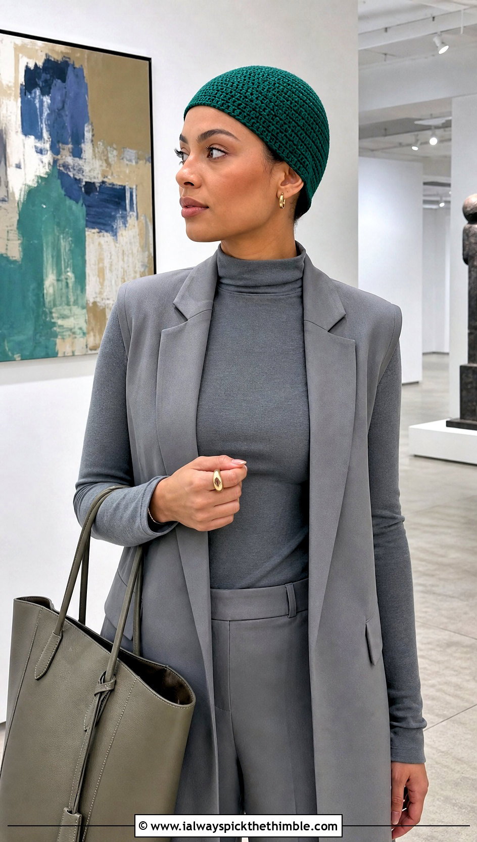 Close Fit Kufi Kehlani Crochet Skull Cap With Long Vest And Wide Leg Pants - 15 kehlani crochet hat outfit ideas