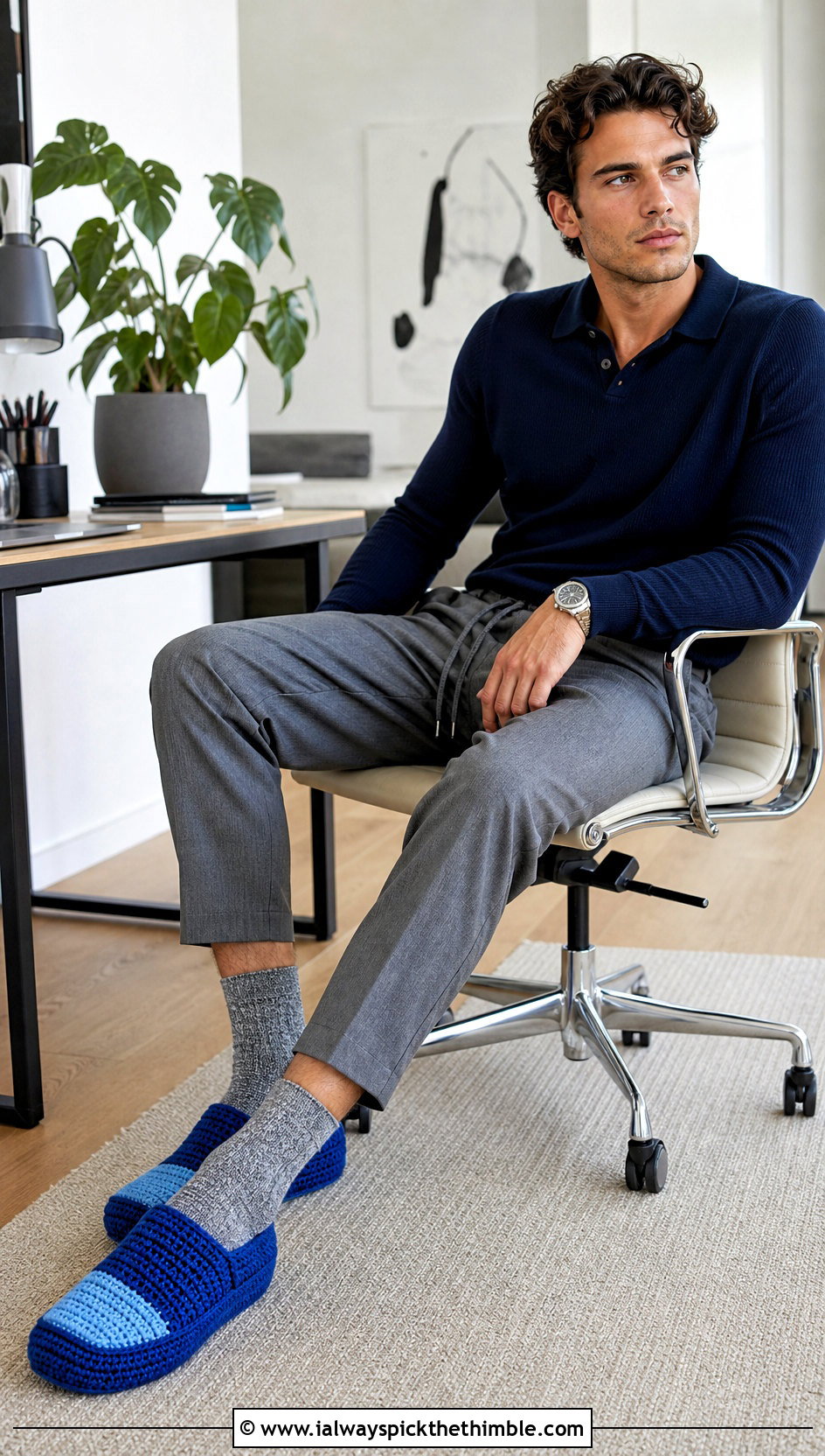 Closed Back Crochet House Slippers With Knit Polo - 25 mens crochet slippers outfit ideas