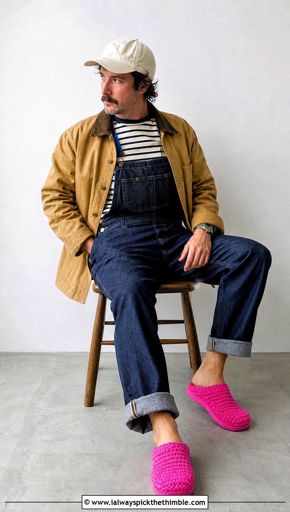 Closed Toe Crochet Clog Slippers With Overalls - 20 crochet men's slippers outfit ideas
