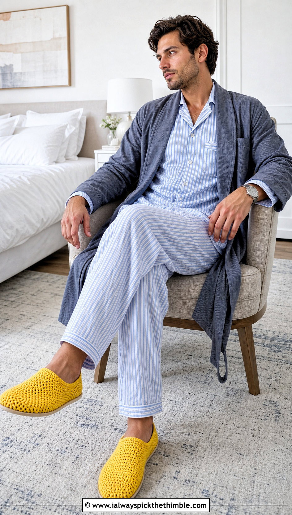 Closed Toe Crochet Slippers With Cotton Pajamas - 20 easy mens crochet slippers outfit ideas