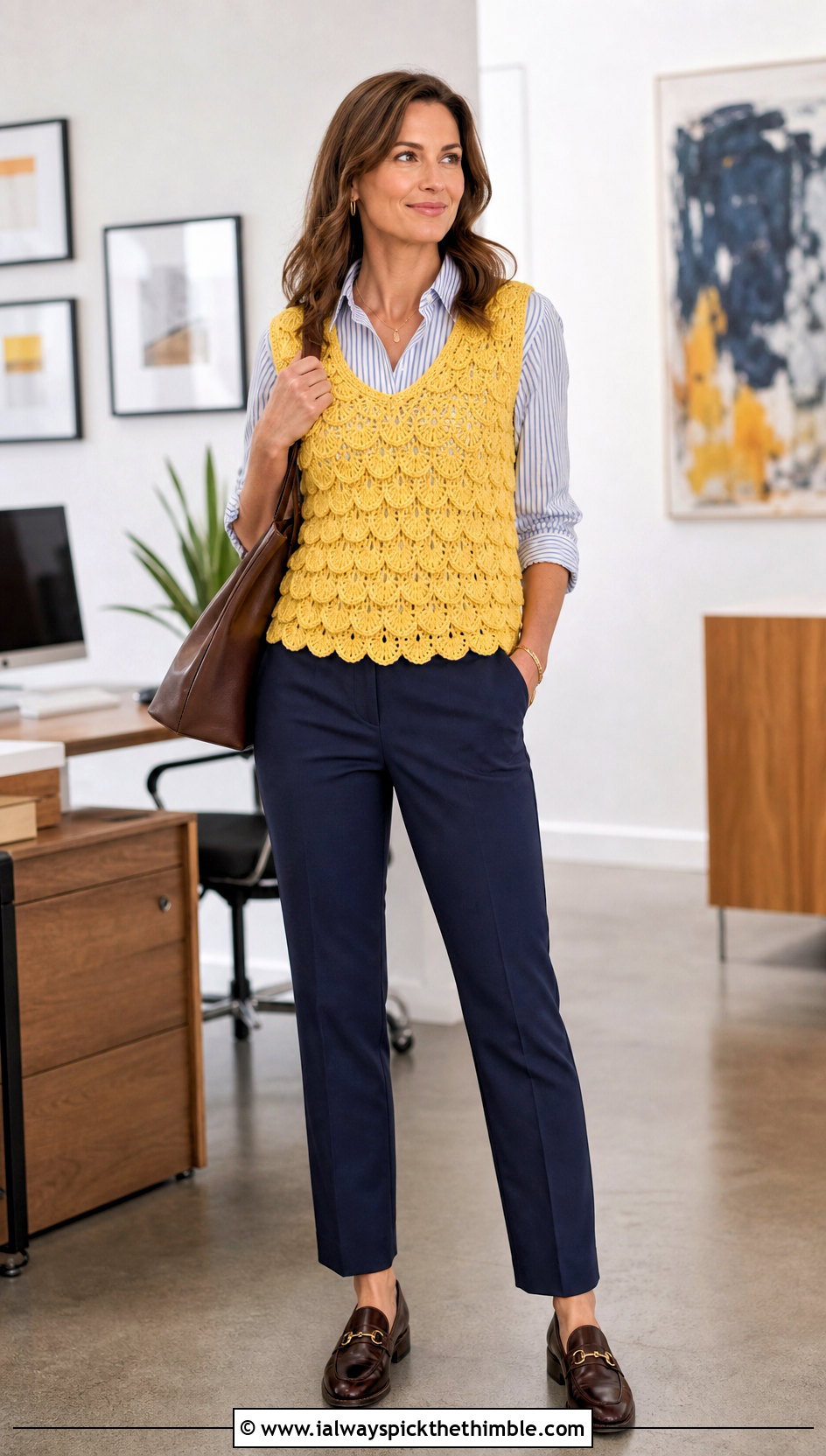 Cloud Rider Crochet Vest With Button Down Shirt And Trousers - 15 Cloud Rider Crochet Vest outfit ideas
