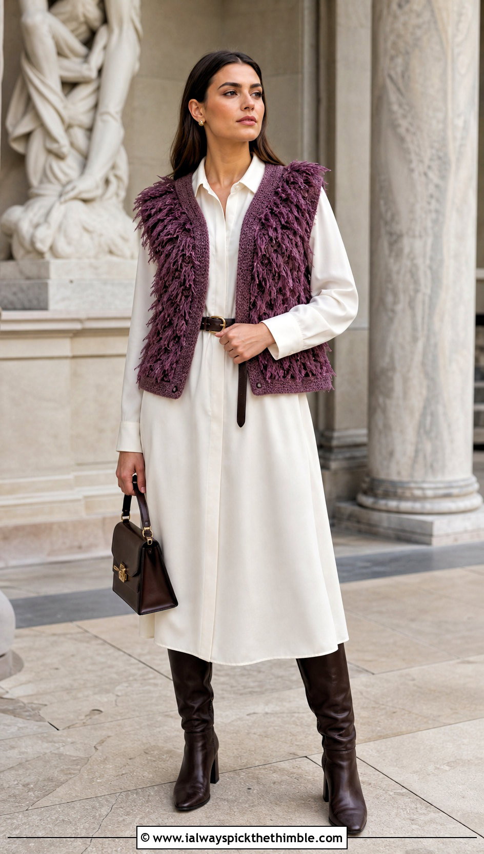 Cloud Rider Crochet Vest With White Shirt Dress - 15 Cloud Rider Crochet Vest outfit ideas