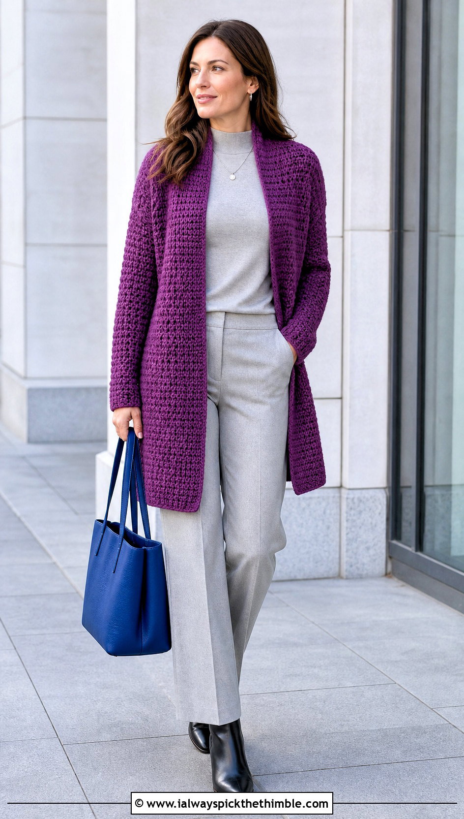 Coatigan Sally Cardigan With Monochrome Basics - 20 Crochet Sally Cardigan outfit ideas