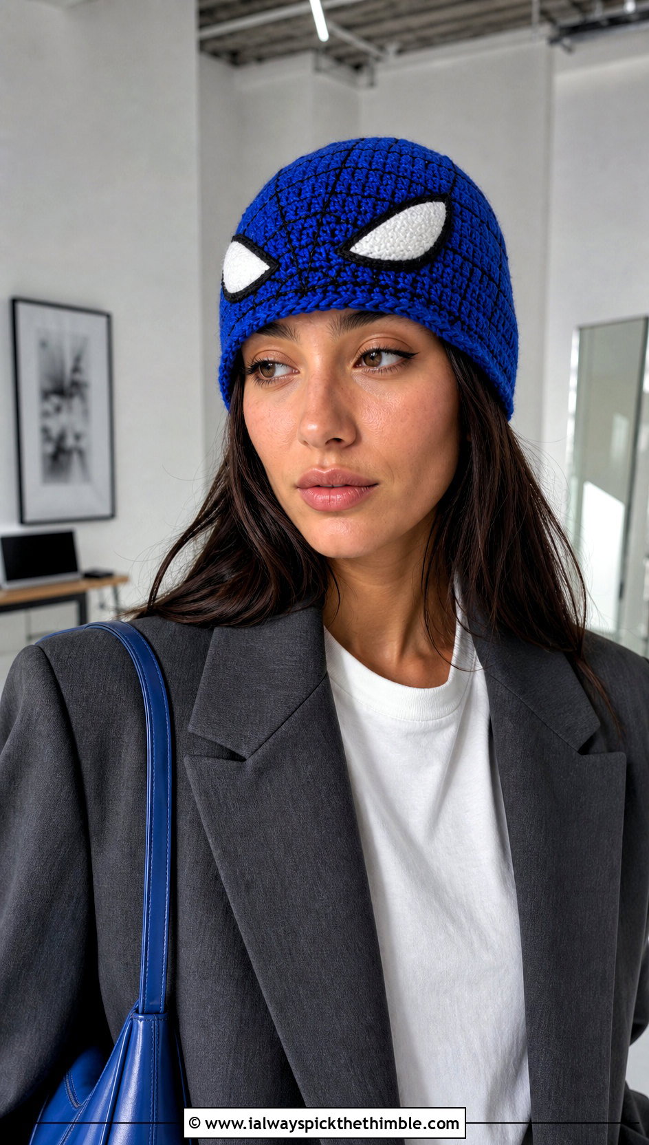 Cobalt Spider Man Crochet Fisherman Beanie With Blazer - 25 spider man crochet beanie outfit ideas