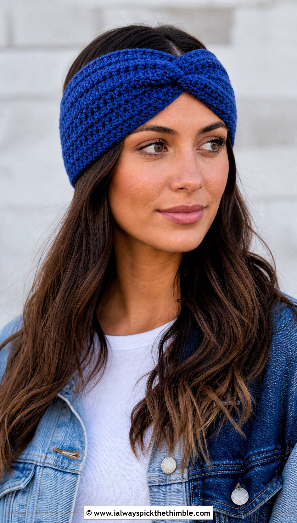 Cobalt Twisted Ravencraft Crochet Earwarmer With Denim Jacket - 15 ravencraft crochet earwarmer outfit ideas