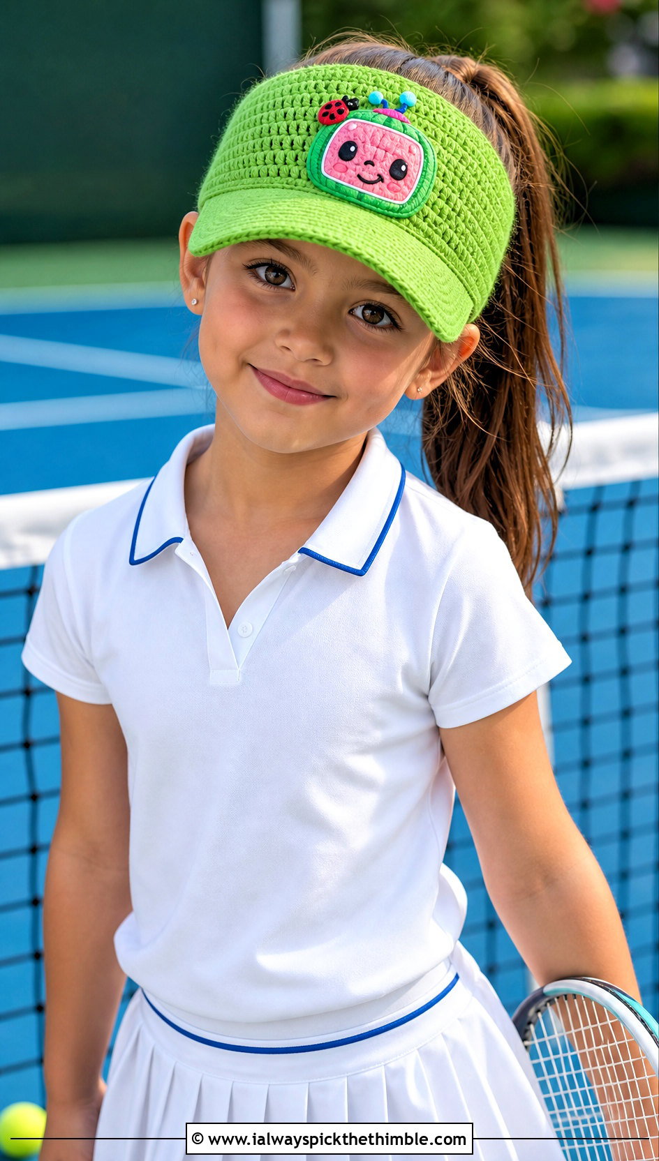 Cocomelon Crochet Visor Hat With Tennis Outfit - 20 Cocomelon Crochet Hat outfit ideas