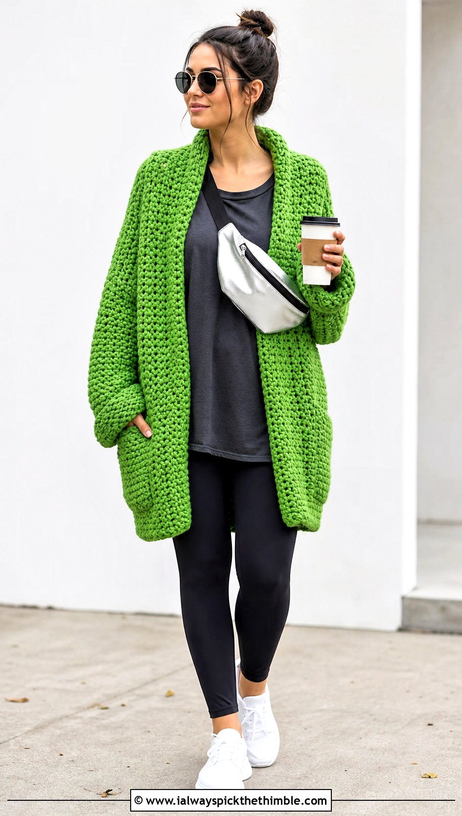 Cocoon Crochet Blanket Jacket With Leggings - 20 crochet blanket jacket outfit ideas