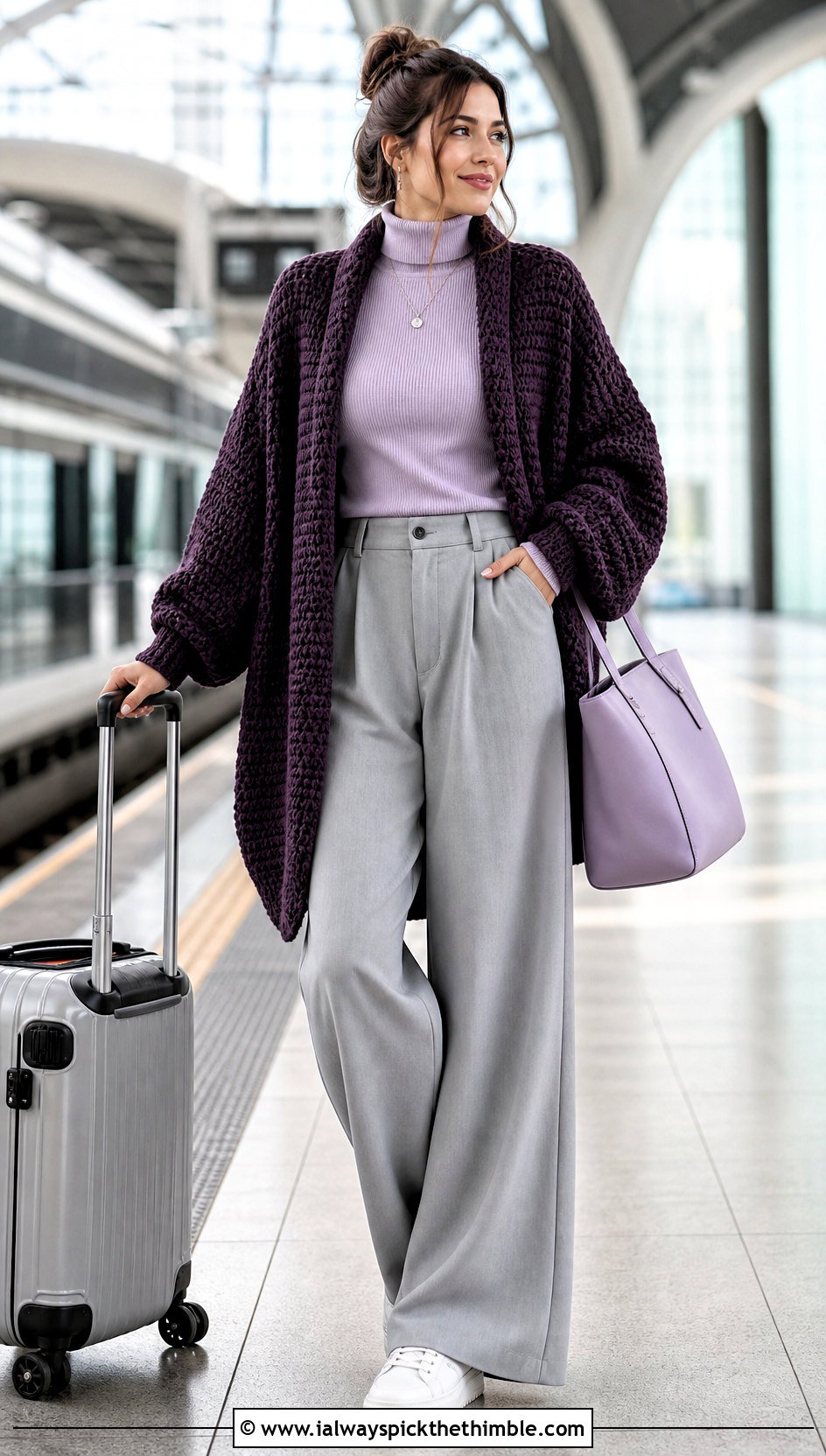 Cocoon Crochet Cardigan Sweater With Wide Leg Pants - 15 Easy Crochet Cardigan Sweater outfit ideas