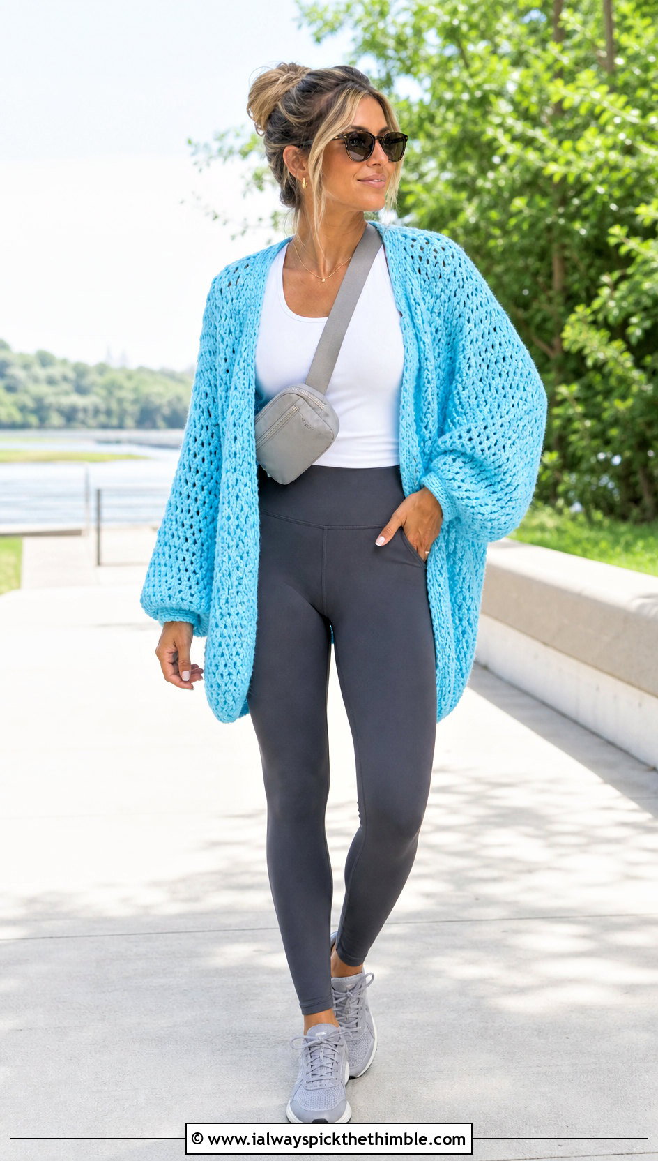 Cocoon Crochet Cardigan With Leggings And Sneakers - 15 Crochet Womens Cardigans outfit ideas