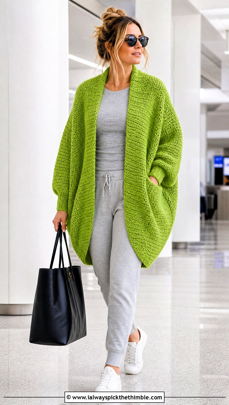 Cocoon Crochet Cardigan With Matching Joggers - 15 easiest crochet cardigan outfit ideas
