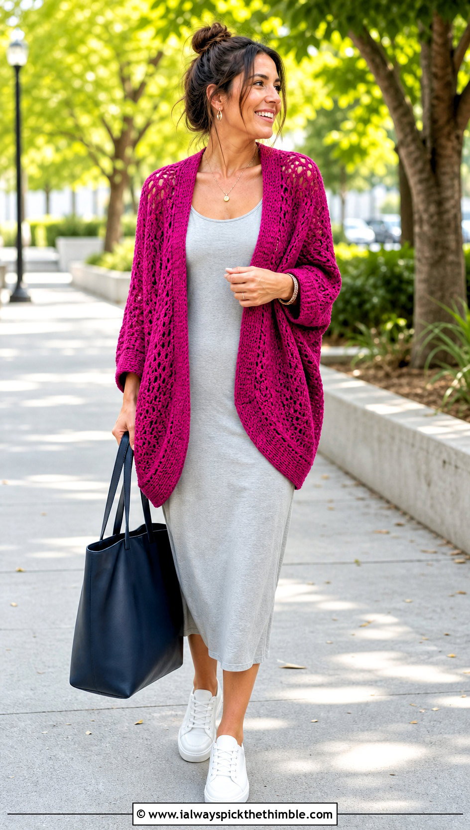 Cocoon Crochet Cardigan With Tank Dress - 25 crochet cardigans for women outfit ideas