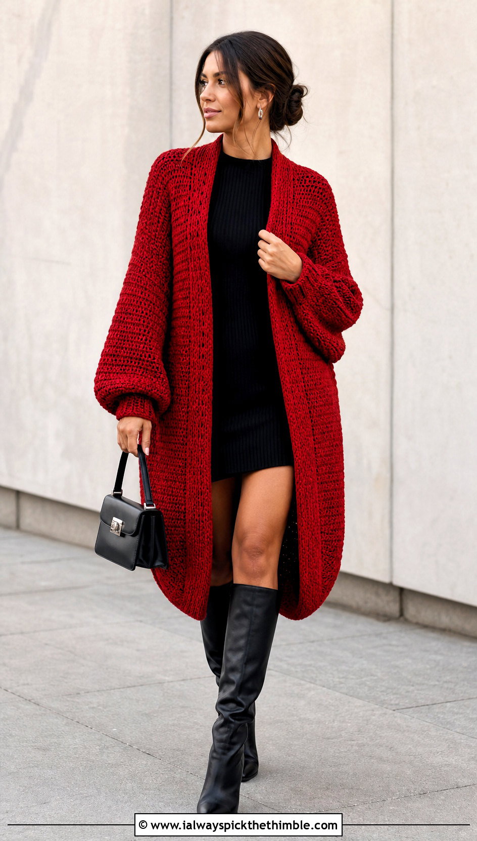 Cocoon Crochet Longline Cardigan With Mini Dress - 20 Crochet Longline Cardigan outfit ideas