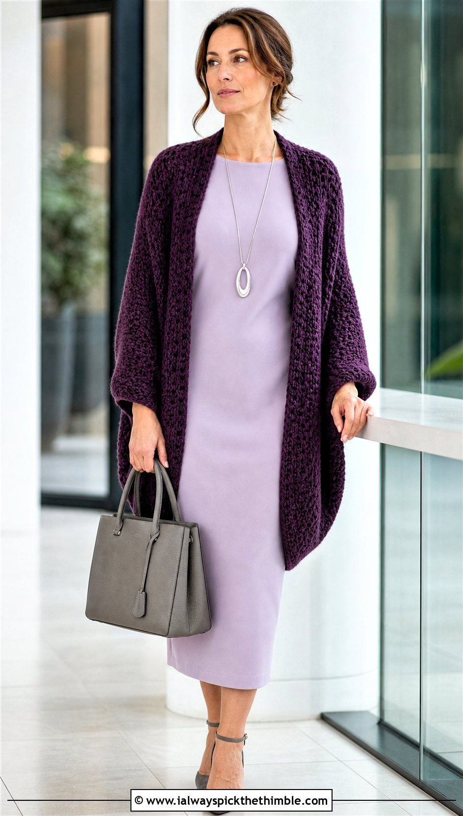 Cocoon Crochet Wrap With Column Dress - 15 Crochet Wraps outfit ideas