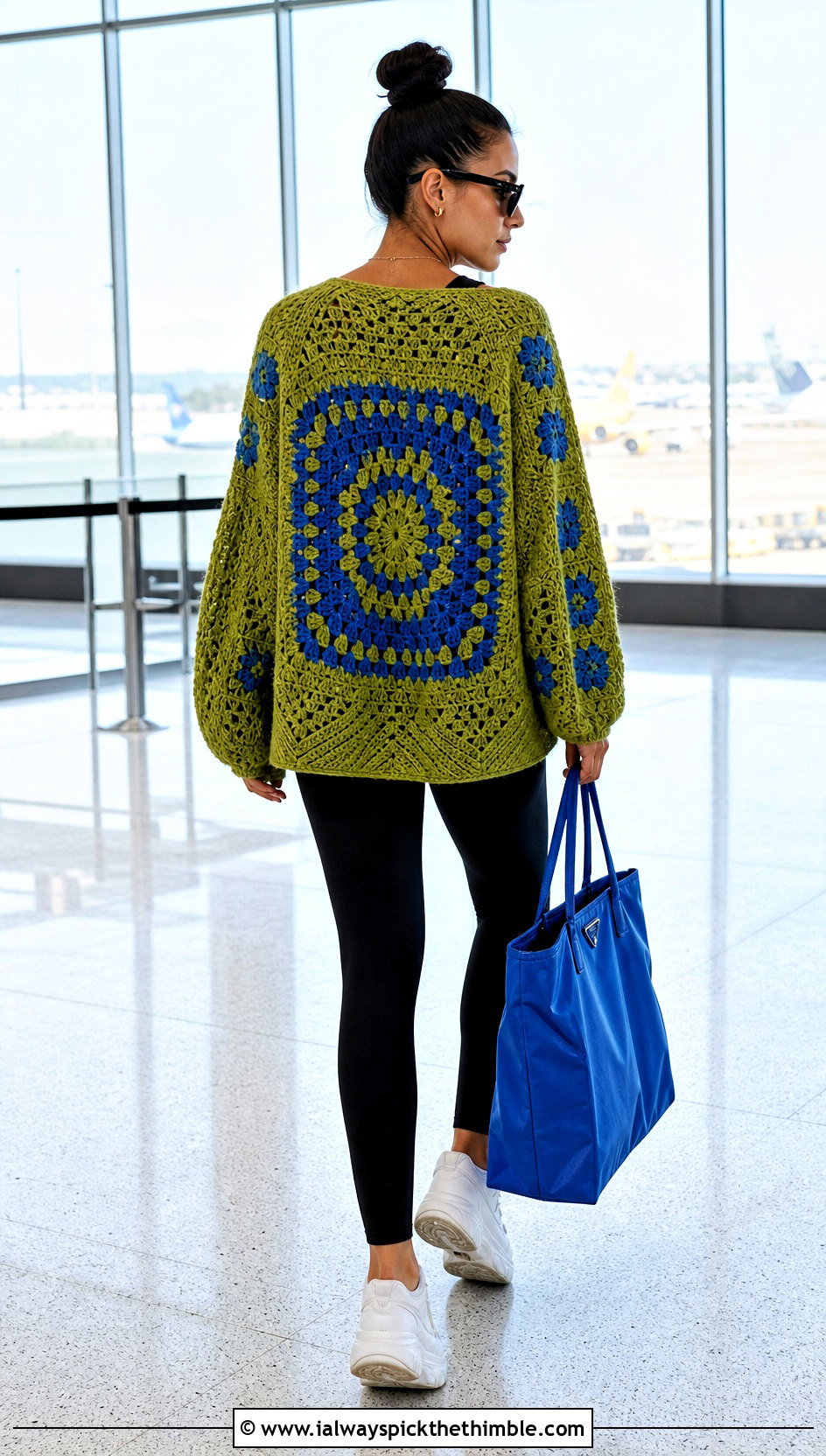 Cocoon Granny Square Cardigan With Leggings - 20 Oversized Granny Square Cardigan outfit ideas