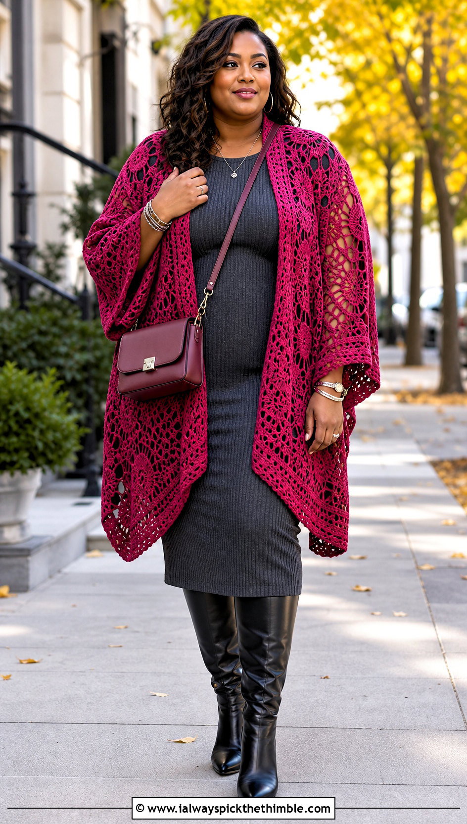 Cocoon Lace Crochet Cardigan With Ribbed Knit Dress - 20 Lacy Crochet Cardigan outfit ideas