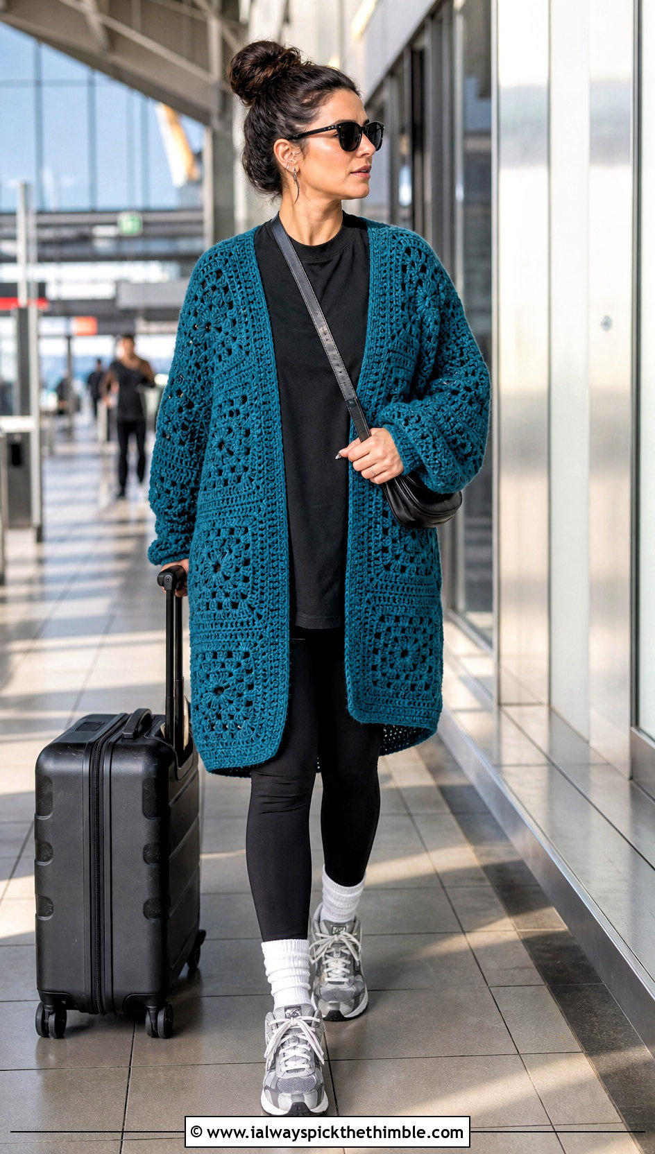 Cocoon One Granny Square Cardigan With Black Leggings - 20 One Granny Square Cardigan outfit ideas