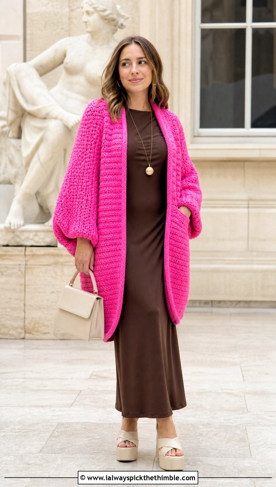Cocoon Worsted Weight Crochet Cardigan With Column Maxi Dress - 20 Worsted Weight Crochet Cardigan outfit ideas
