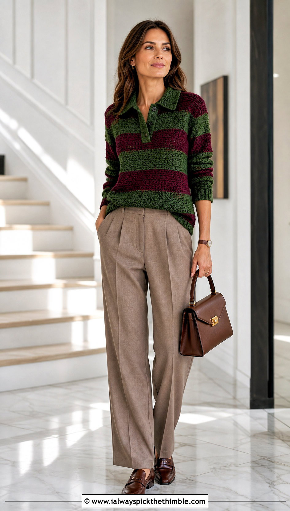 Collared Crochet Freddy Krueger Sweater With Pleated Trousers - 20 crochet freddy krueger sweater outfit ideas