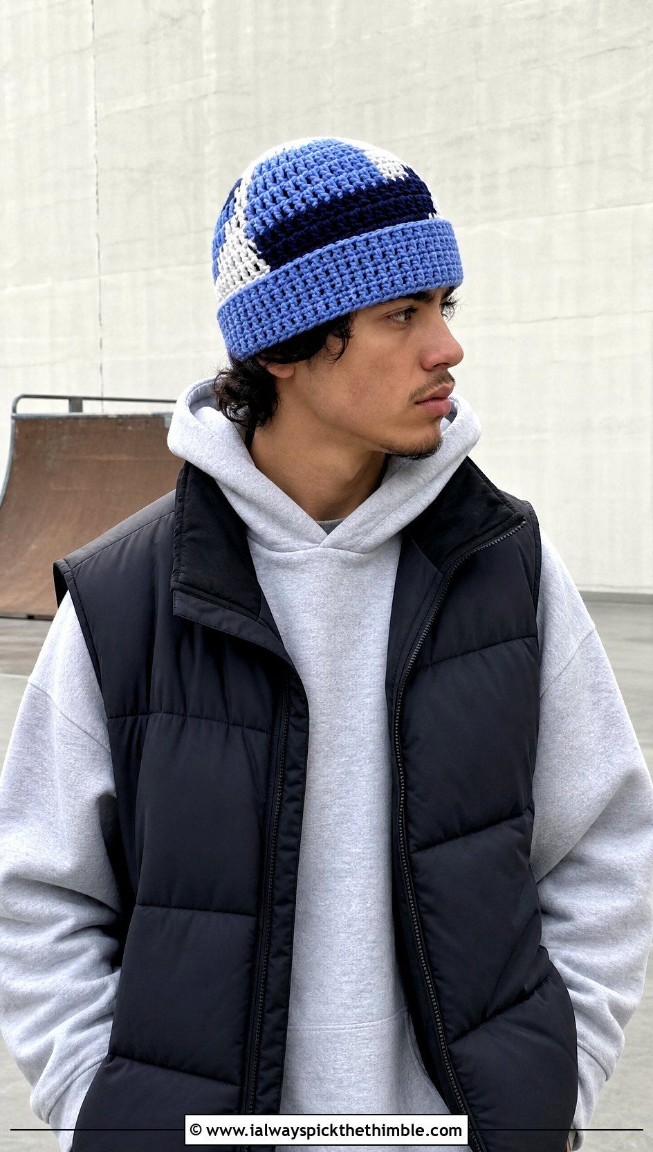 Color Block Crochet Beanie With Hoodie And Cargo Pants - 20 mens crochet hats men's beanie outfit ideas