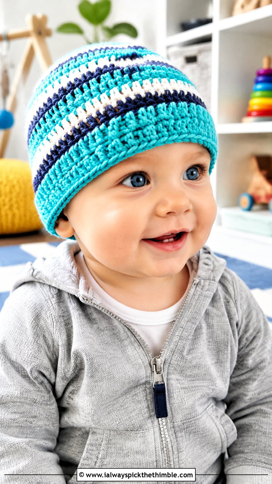 Color Block Crochet Beanie With Raincoat Outfit - 15 12 month old crochet hat outfit ideas