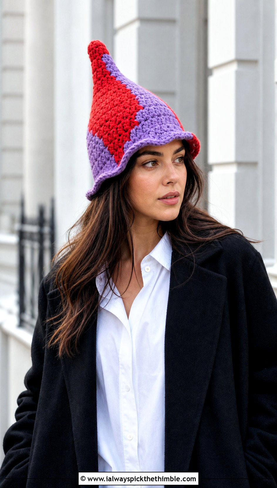 Color Block Crochet Cindy Lou Who Hat With Minimalist Outfit - 20 Crochet Cindy Lou Who Hat outfit ideas