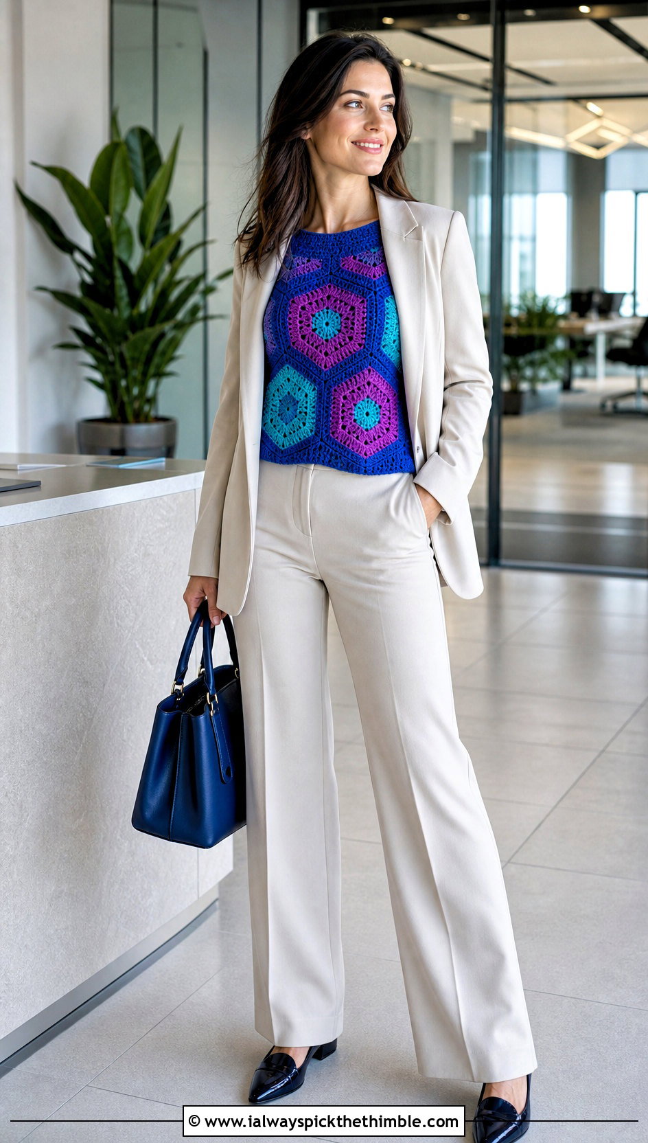 Color Block Crochet Hexagon Jumper With Suit Separates - 20 crochet hexagon jumper outfit ideas