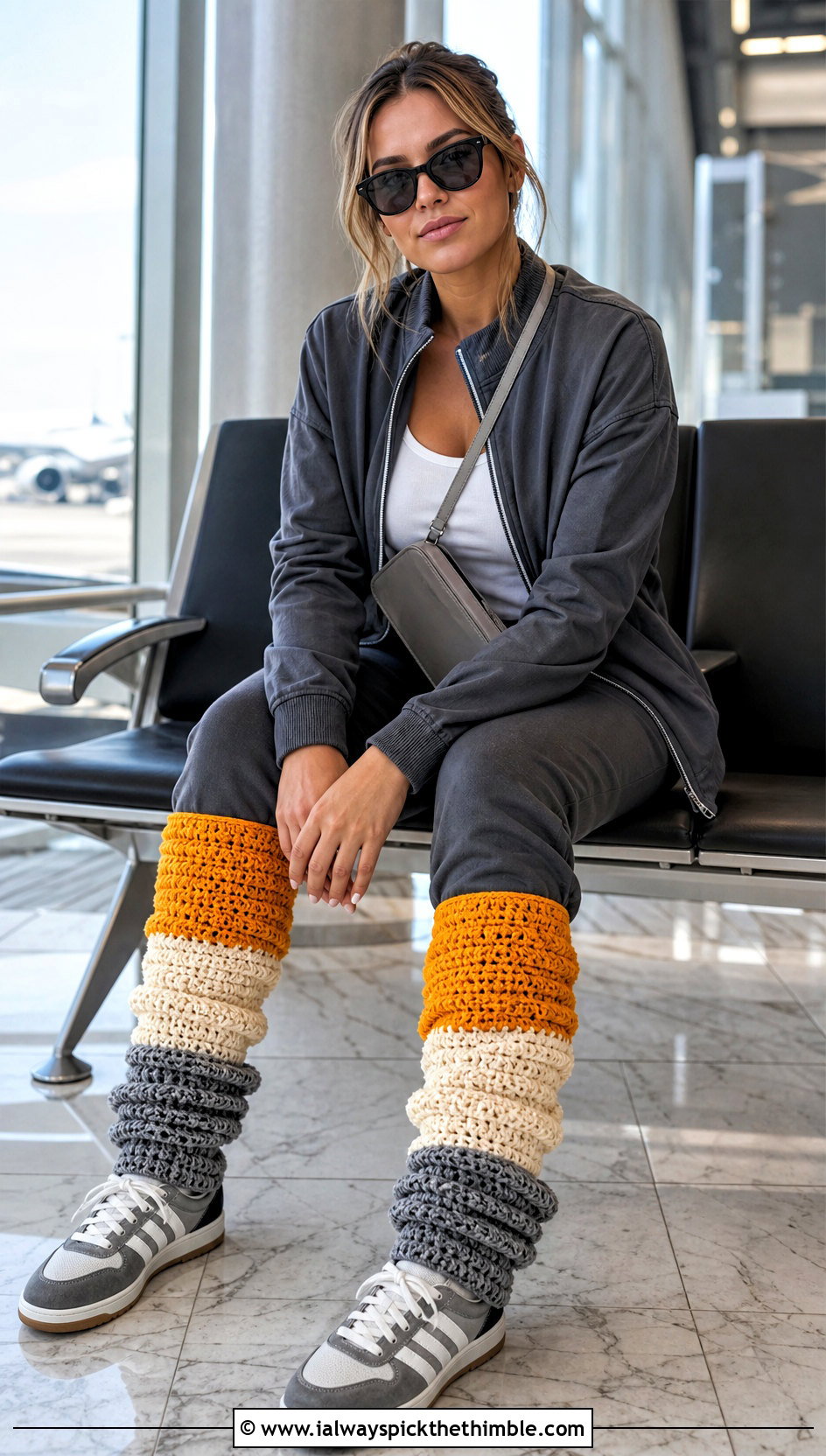 Color Block Crochet Leg Warmers With Matching Tracksuit - 20 diy crochet leg warmers outfit ideas