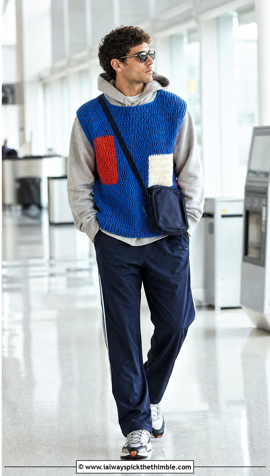Color Block Crochet Mens Sweater Vest With Hoodie And Track Pants - 20 crochet mens sweater vest outfit ideas