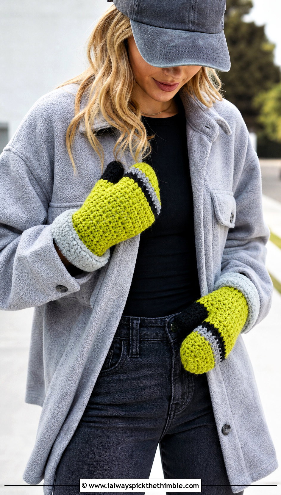 Color Block Crochet Mittens With Fleece Shacket - 15 Crochet Mittens With Fleece Lining outfit ideas