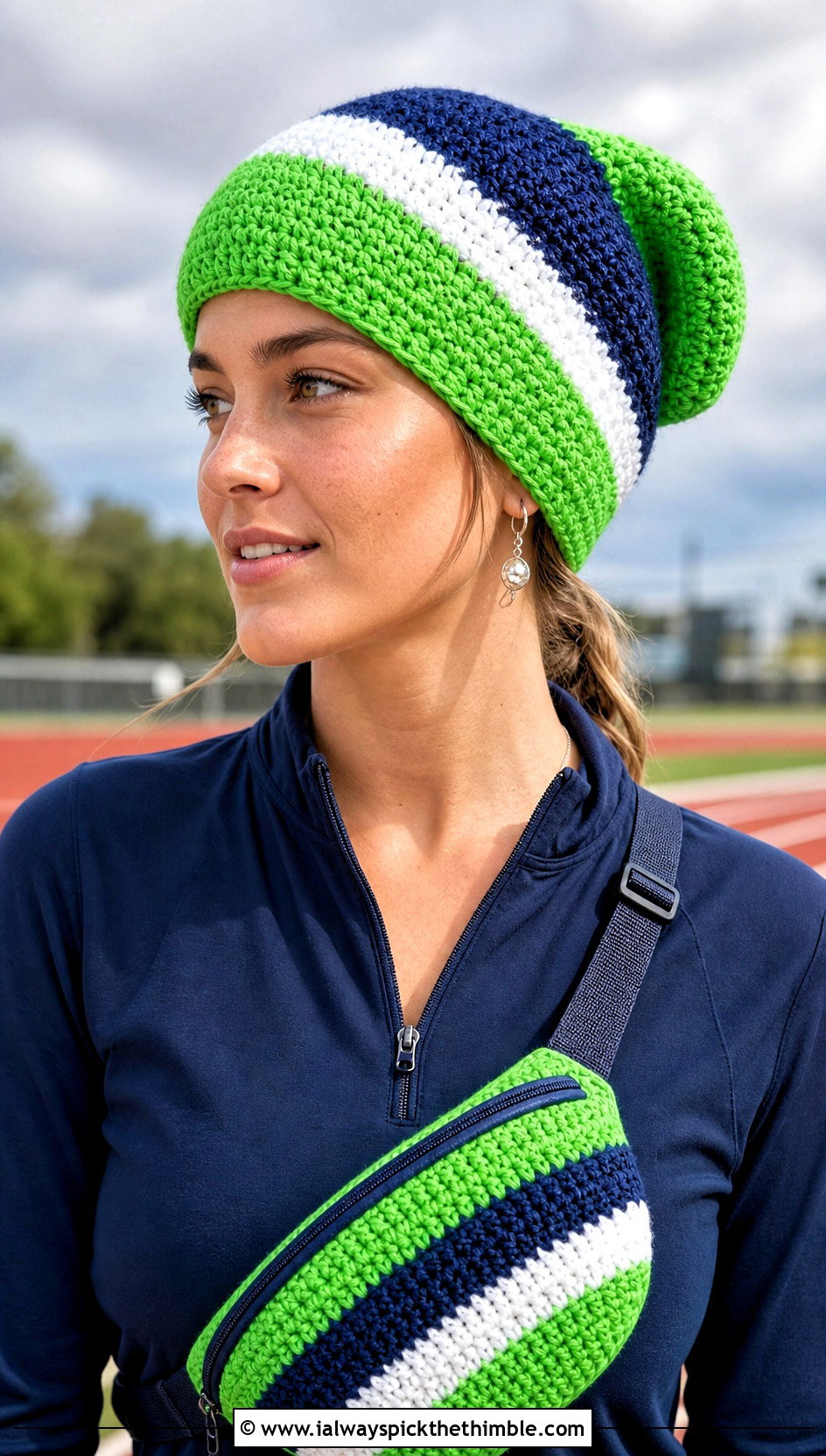 Color Block Crochet Phrygian Cap With Sweatshirt And Track Pants - 15 crochet phrygian cap outfit ideas