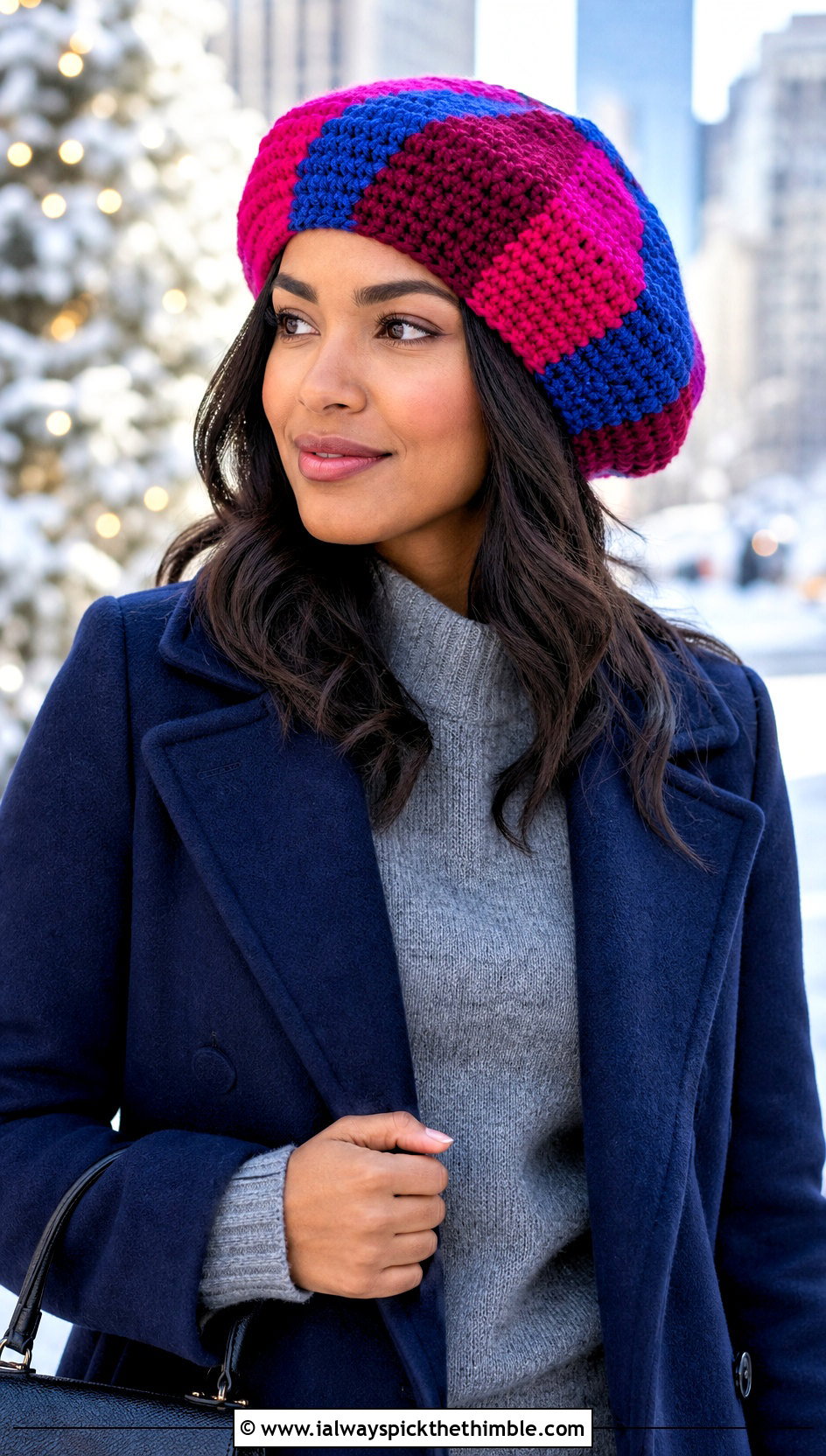 Color Block Crochet Rasta Tam With Sweater Dress And Tall Boots - 15 Crochet Bob Marley Hat outfit ideas