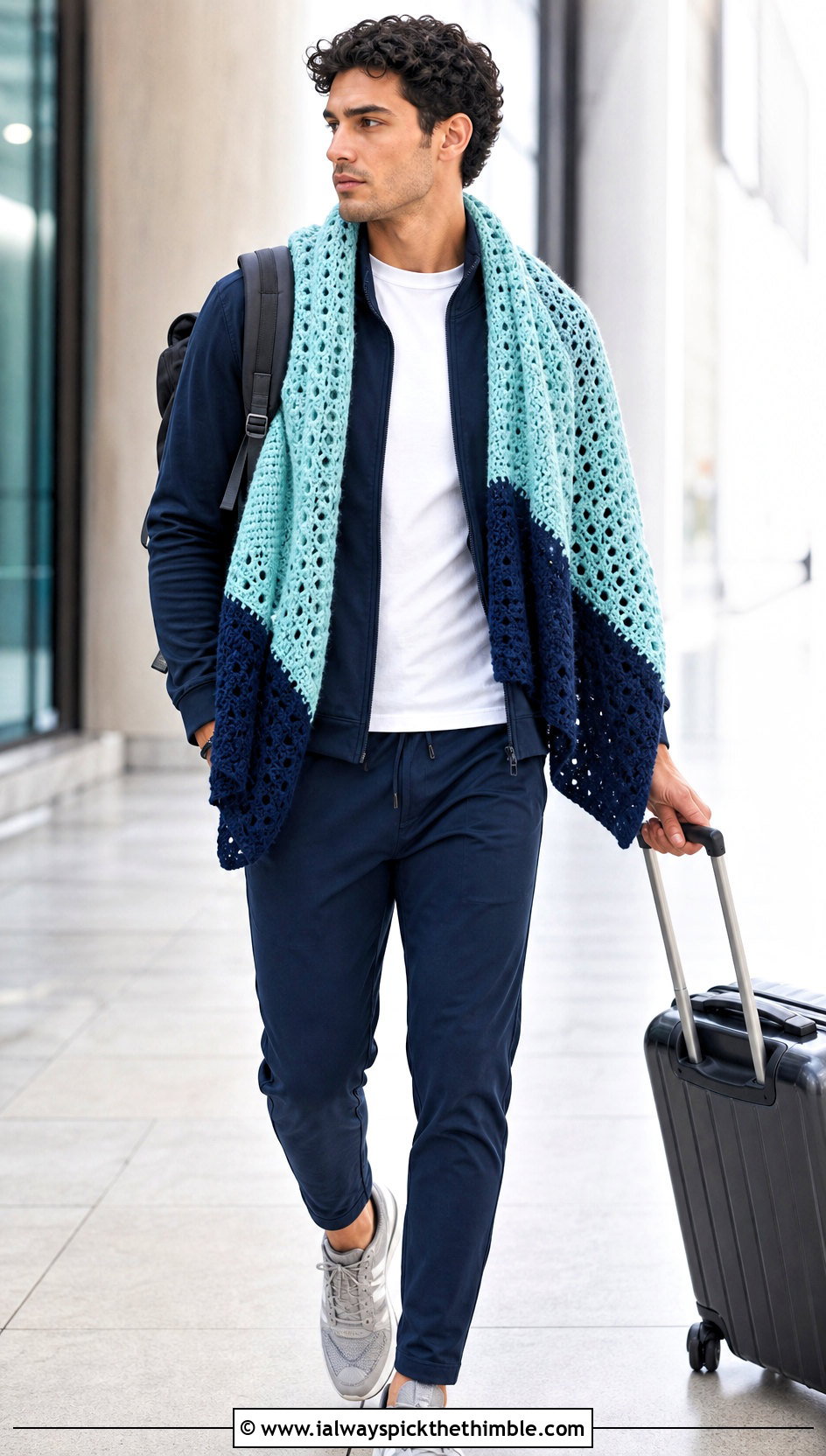 Color Block Crochet Shawl With Athleisure - 20 crochet shawl for men outfit ideas
