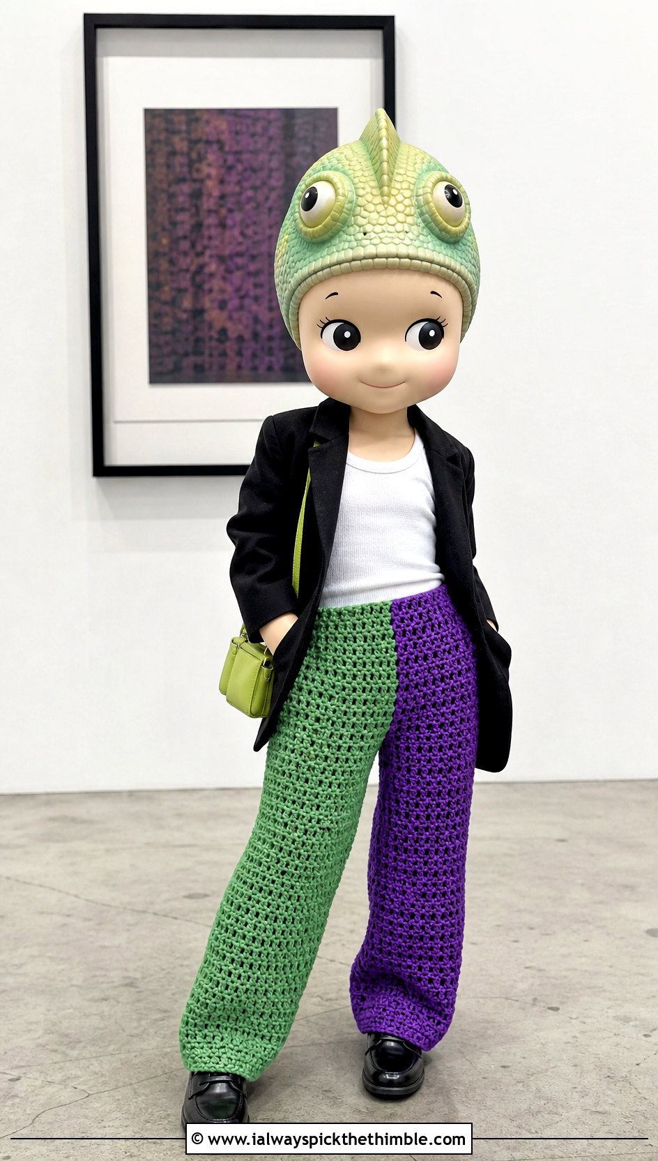 Color Block Crochet Sonny Angel Pants With Black Blazer - 20 Crochet Sonny Angel Pants outfit ideas