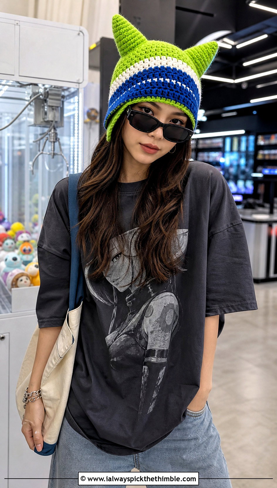 Color Block Finn Hat With Skate Jeans And Graphic T Shirt - 15 Adventure Time Crochet Fin Hat outfit ideas