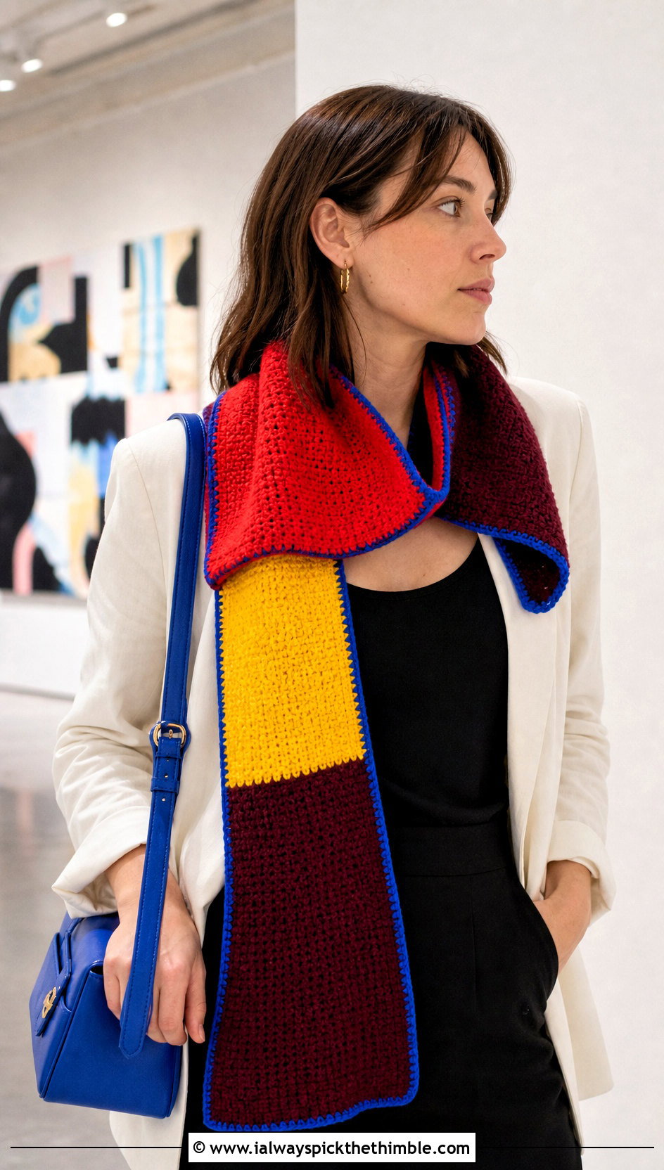 Color Block Gryffindor Crochet Scarf With Cream Suit - 20 gryffindor crochet scarf outfit ideas