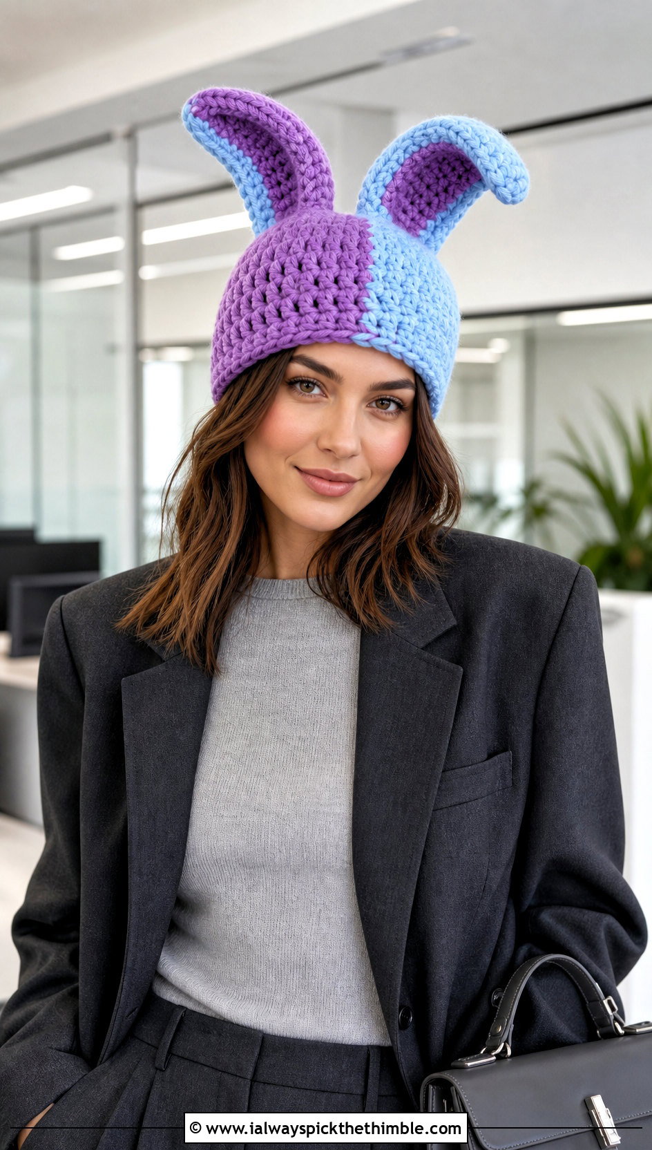 Color Block Louise Crochet Hat With Blazer And Trousers - 20 Louise Crochet Hat outfit ideas