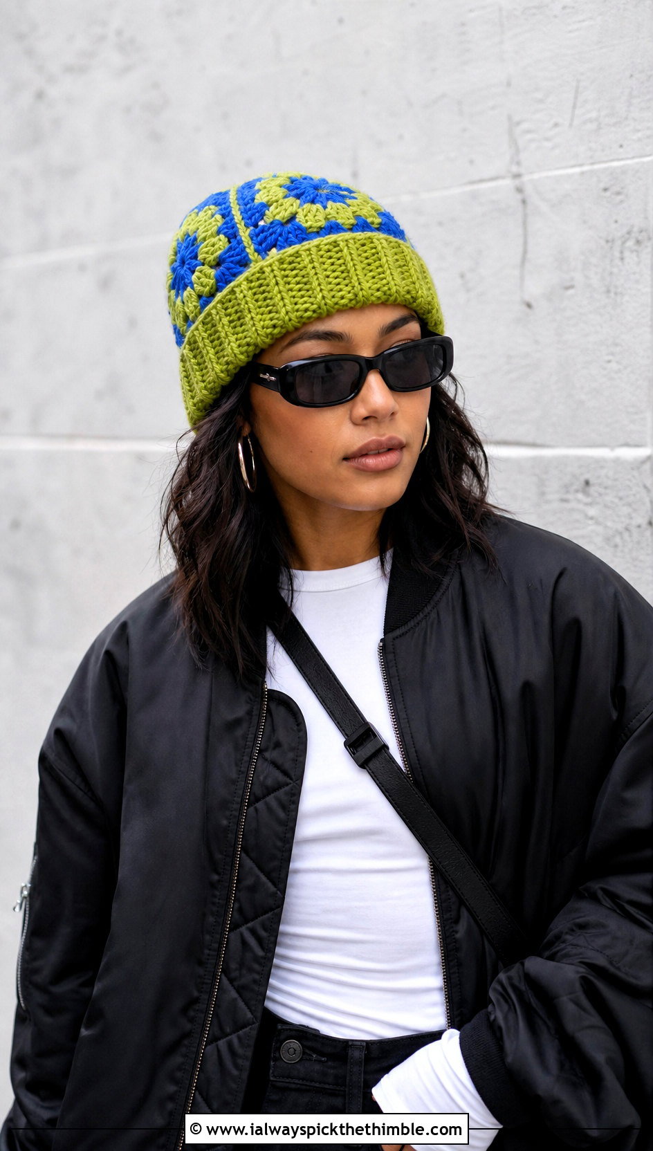 Color Block Mandala Crochet Beanie With Cargo Pants - 20 Mandala Crochet Beanie outfit ideas