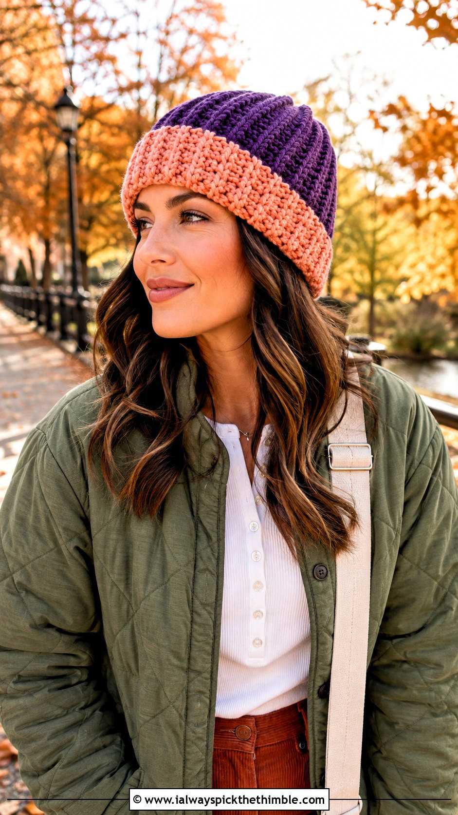 Color Block Ribbed 1 5 Hour Crochet Hat With Quilted Jacket And Corduroy Pants - 15 1.5 Hour Crochet Hat outfit ideas